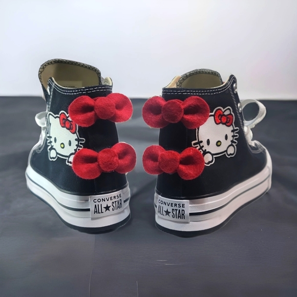 Converse Girls Chuck Taylor All Star High Top Custom Made Hello Kitty Sneakers - Picture 7 of 8